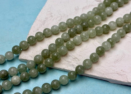 6mm 8mm 10mm Smooth Round Shape Green Color Dyed Jade Beads 15 Inches Strand #4914