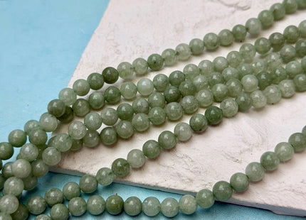 6mm 8mm 10mm Smooth Round Shape Green Color Dyed Jade Beads 15 Inches Strand #4914