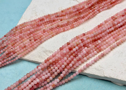 2 mm 3 mm Tiny Natural Pink Opal Gemstone Beads Round Shape 15.5 Inches Stand #4917