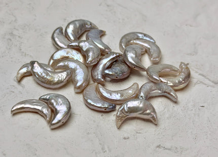 10-11x16-17mm AA Natural White Crescent Moon Coin Freshwater Pearls High Luster Unique Cultured Freshwater Coin Pearl Beads #P3747