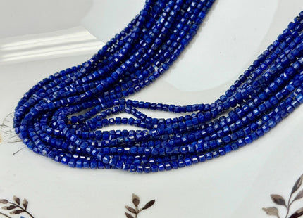 2 mm Micro Faceted Cube Dice Square Shape Lapis Gemstone Beads 15.5 Inches #4919