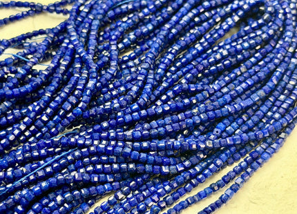 2 mm Micro Faceted Cube Dice Square Shape Lapis Gemstone Beads 15.5 Inches #4919