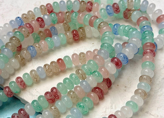 5x8mm Smooth Rondelle Shape Multi Color Dyed Jade Beads 15 Inches Strand #4911