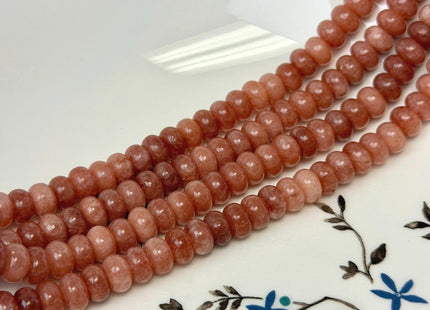 5x8mm Smooth Rondelle Shape Sunstone Color Dyed Jade Beads 14.5 Inches Strand #4910