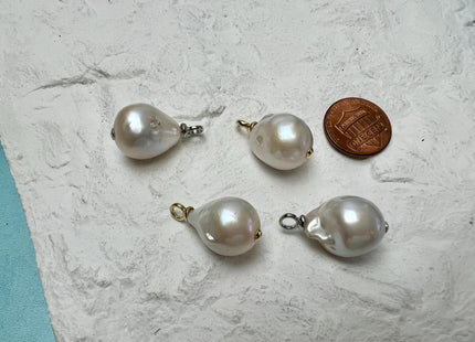 Freshwater White Baroque Pearl Charm for Necklace Minimalist Silver/Gold Jewelry One Piece #CR0118