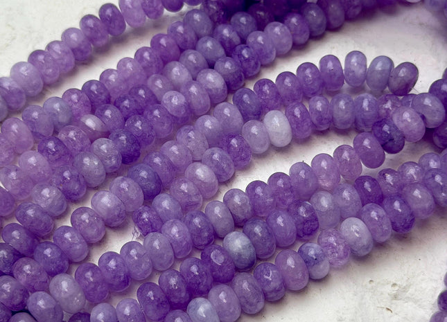 5x8mm Smooth Rondelle Shape Purple Color Dyed Jade Beads 14.5 Inches Strand #4920