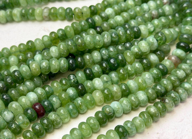 5x8mm Smooth Rondelle Shape Green Color Dyed Jade Beads 15 Inches Strand #4921