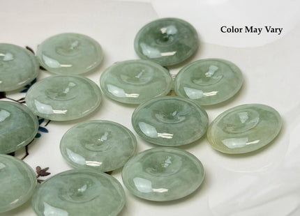 One Piece 22-26 mm Smooth Round Donut Ring Shape Natural Burmese Green Jade Pendant Beads #4922