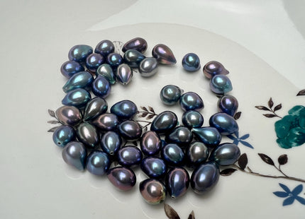 One Piece AAA 8-9x11-13 mm Quality High Luster Tear Drop/Oval Half Drilled Freshwater Pearls #1642