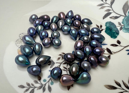 One Piece AAA 8-9x11-13 mm Quality High Luster Tear Drop/Oval Half Drilled Freshwater Pearls #1642