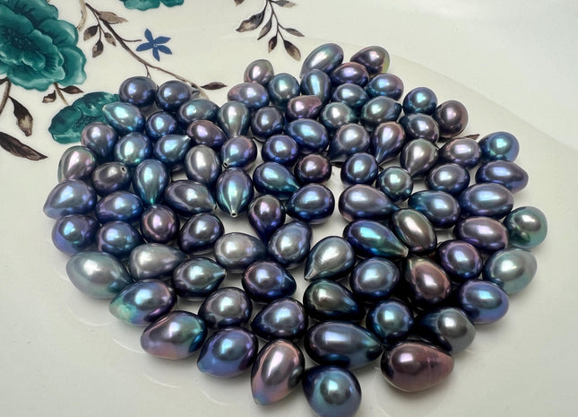 One Piece AAA 8-9x11-13 mm Quality High Luster Tear Drop/Oval Half Drilled Freshwater Pearls #1642