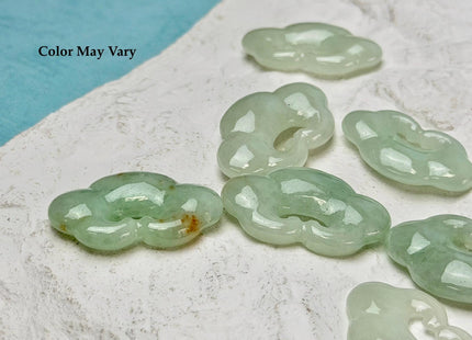 One Piece 26-28 mm Smooth Cloud Shape Natural Burmese Green Jade Pendant Beads #4923