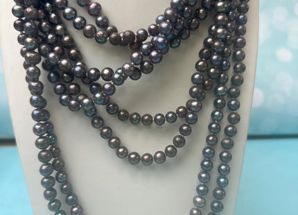 72 Inches Hand Knotted 7mm Potato Peacock Color Freshwater Pearl Necklaces Long Pearl Necklace #P3751