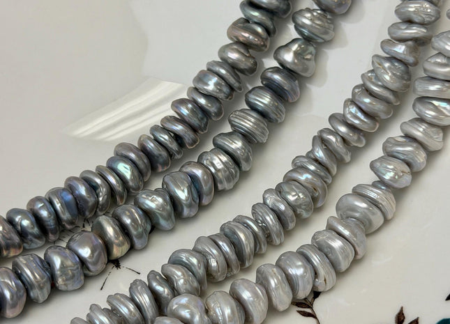 11-12 mm AAA Very Rare Gray Color Keshi Freshwater Pearl Beads Center Drilled Cornflake Chip Pearls #P3750