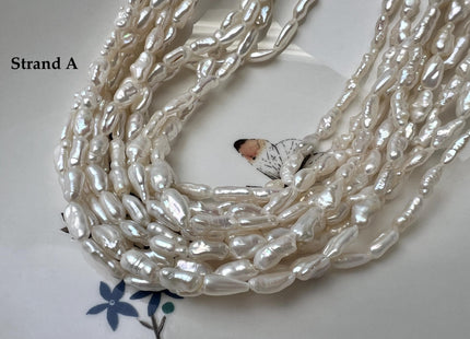 4-5x8-10 mm AA Natural White Long Keshi Nugget Freshwater Pearl Beads #P3753