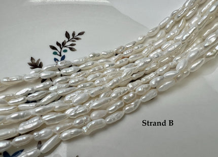 4-5x8-10 mm AA Natural White Long Keshi Nugget Freshwater Pearl Beads #P3753