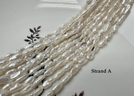 4-5x8-10 mm AA Natural White Long Keshi Nugget Freshwater Pearl Beads #P3753