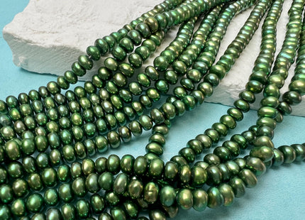 5 mm AAA Olive Green Round Button High Luster Freshwater Pearl Beads #P3754