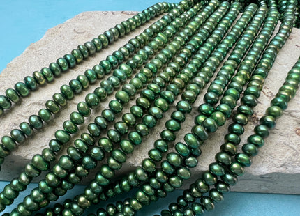 5 mm AAA Olive Green Round Button High Luster Freshwater Pearl Beads #P3754