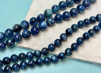 8mm 10mm AAA High Quality Smooth Round Blue Kyanite Gemstone Beads 15.5 Inches #4925