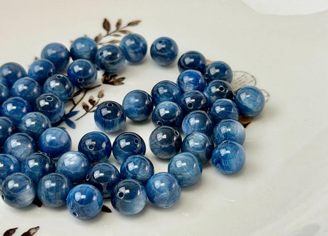 8mm 10mm AAA High Quality Smooth Round Blue Kyanite Gemstone Beads 15.5 Inches #4925