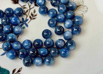 8mm 10mm AAA High Quality Smooth Round Blue Kyanite Gemstone Beads 15.5 Inches #4925
