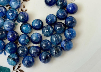 8mm 10mm AAA High Quality Smooth Round Blue Kyanite Gemstone Beads 15.5 Inches #4925