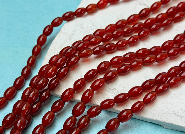 6x9 mm Large Barrel Shape Smooth Orange Red Carnelian Gemstone Loose Beads 15 Inches Strand 41 Beads #4926