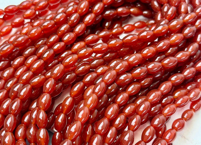 6x9 mm Large Barrel Shape Smooth Orange Red Carnelian Gemstone Loose Beads 15 Inches Strand 41 Beads #4926