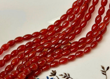 6x9 mm Large Barrel Shape Smooth Orange Red Carnelian Gemstone Loose Beads 15 Inches Strand 41 Beads #4926