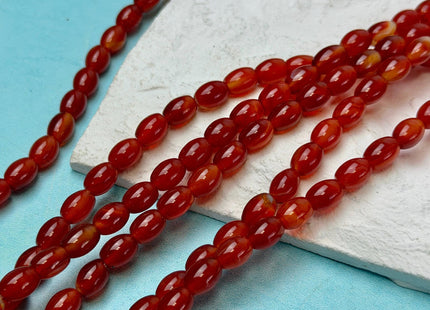 6x8-9 mm Large Barrel Shape Smooth Orange Red Carnelian Gemstone Loose Beads 14.5 Inches Strand 42 Beads #4927