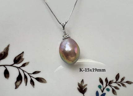 One-Of-A-Kind Rare Natural White Pink Baroque/Edison Pearl With .925 Sterling Silver/Gold Pendant #PD0018