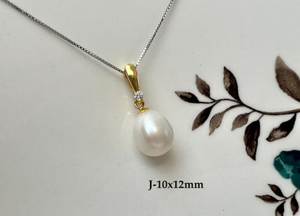 One-Of-A-Kind Rare Natural White Pink Baroque/Edison Pearl With .925 Sterling Silver/Gold Pendant #PD0018