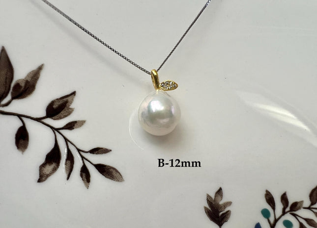 One-Of-A-Kind Rare Natural White Pink Baroque/Edison Pearl With .925 Sterling Silver/Gold Pendant #PD0018