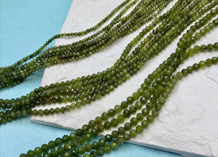 2mm 3mm 4mm Faceted Round Natural Green Jade Gemstone Beads 15.5 Inches Strand #4928