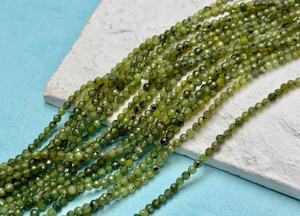 2mm 3mm 4mm Faceted Round Natural Green Jade Gemstone Beads 15.5 Inches Strand #4928