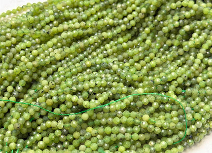 2mm 3mm Faceted Round Natural Green Jade Gemstone Beads 15.5 Inches Strand #4930