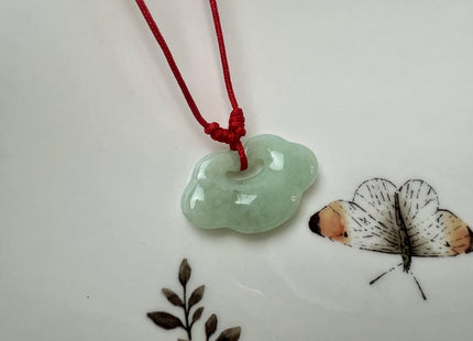 One Piece 26-28 mm Smooth Cloud Shape Natural Burmese Green Jade Pendant Beads #4923