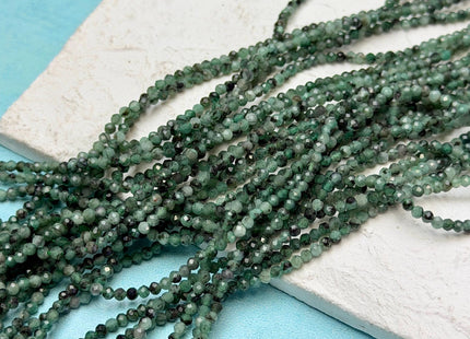 2mm AAA Natural Faceted Round Green Emerald Gemstone Beads 15.5 inches Strand #4934