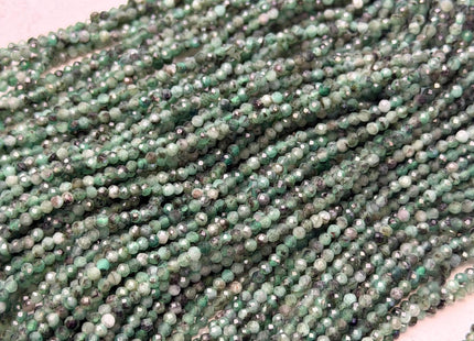 2mm AAA Natural Faceted Round Green Emerald Gemstone Beads 15.5 inches Strand #4934