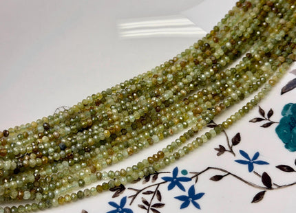 2x3mm AAA Natural Faceted Rondelle Green Garnet Gemstone Beads 15.5 inches Strand #4936