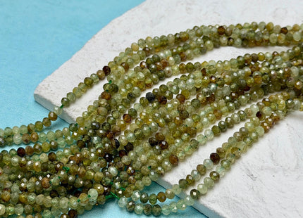 2x3mm AAA Natural Faceted Rondelle Green Garnet Gemstone Beads 15.5 inches Strand #4936