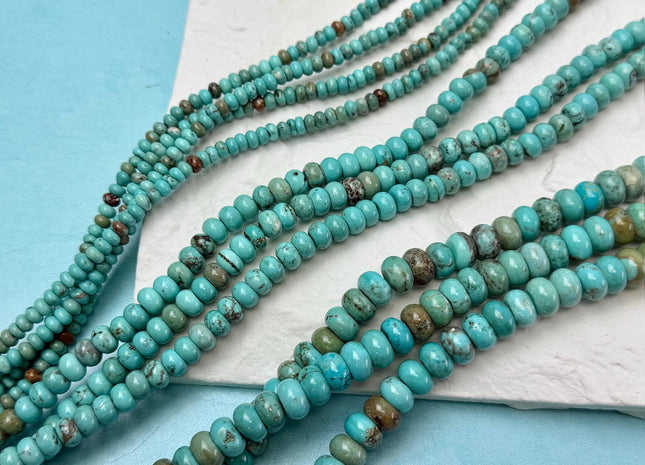 4mm 6mm 8mm Smooth Rondelle Shape Green Turquoise Gemstone Beads #4937