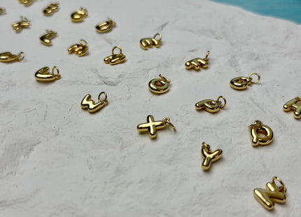 Bubble Alphabet Letter Dainty Cute Charms for Necklace Jewelry Making, 18K Gold Filled Charm Pendant #CR0120