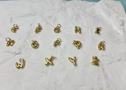 Bubble Alphabet Letter Dainty Cute Charms for Necklace Jewelry Making, 18K Gold Filled Charm Pendant #CR0120