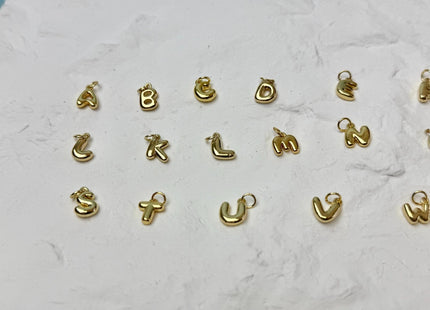 Bubble Alphabet Letter Dainty Cute Charms for Necklace Jewelry Making, 18K Gold Filled Charm Pendant #CR0120