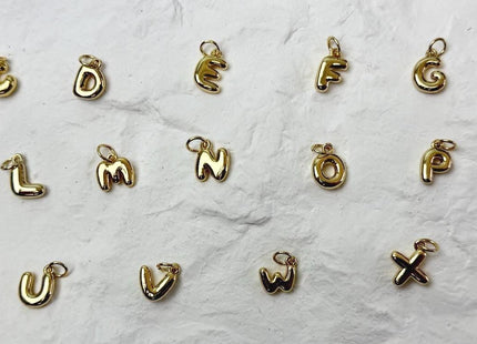 Bubble Alphabet Letter Dainty Cute Charms for Necklace Jewelry Making, 18K Gold Filled Charm Pendant #CR0120