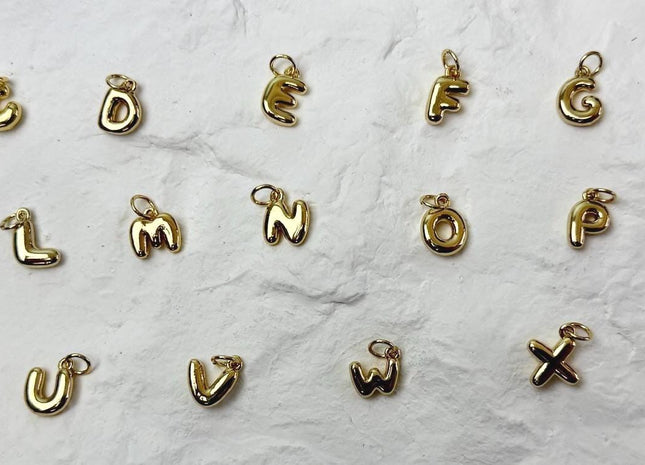 Bubble Alphabet Letter Dainty Cute Charms for Necklace Jewelry Making, 18K Gold Filled Charm Pendant #CR0120