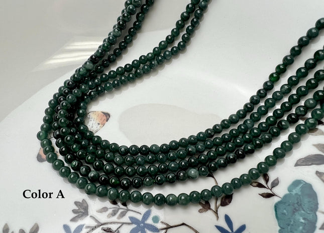 4mm Smooth Round Guatemalan Green Jade Beads 15.5 Inches Strand #4932