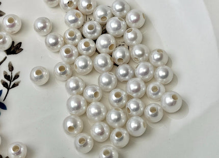 One Piece 6.5-7mm AAAAA Natural White Perfect Round Freshwater Edison Pearl Large Hole Super High Luster Beads #P3755
